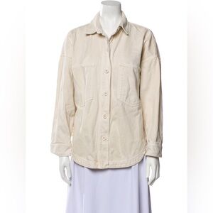 XiRENA Women's Cream Cargo Chore Coat Jacket Small Denim 100% Cotton